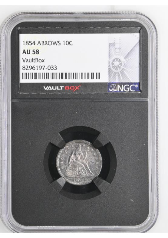 1854 ARROWS 10C NGC AU58 FRONT
