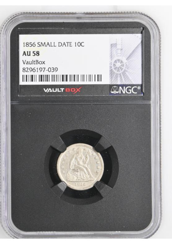 1856 SMALL DATE 10C NGC AU58 FRONT