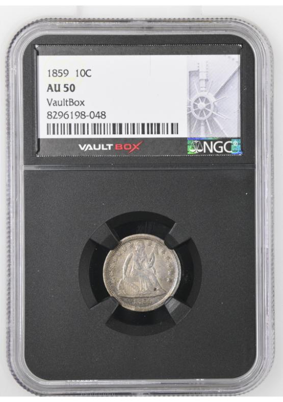 1859 10C NGC AU50 FRONT