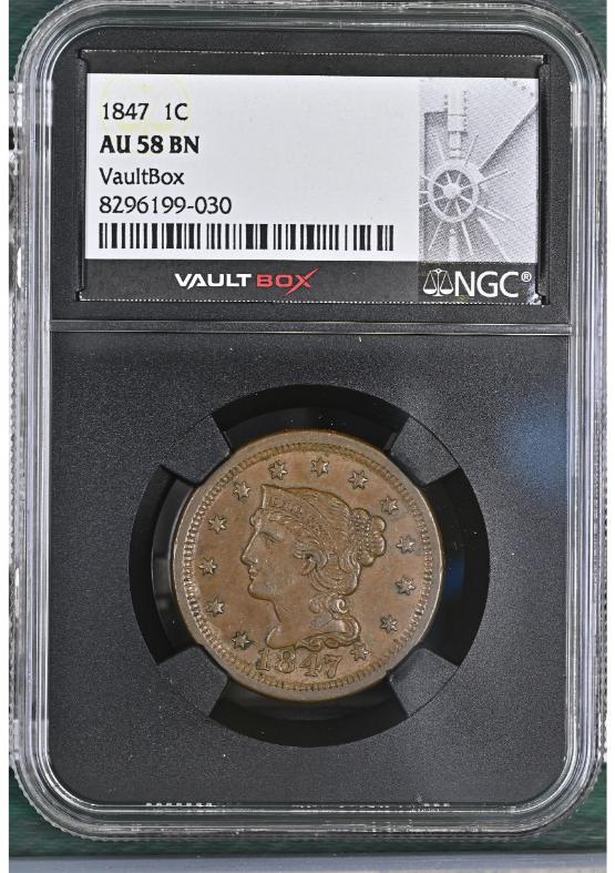 1847 1C NGC AU58BN FRONT