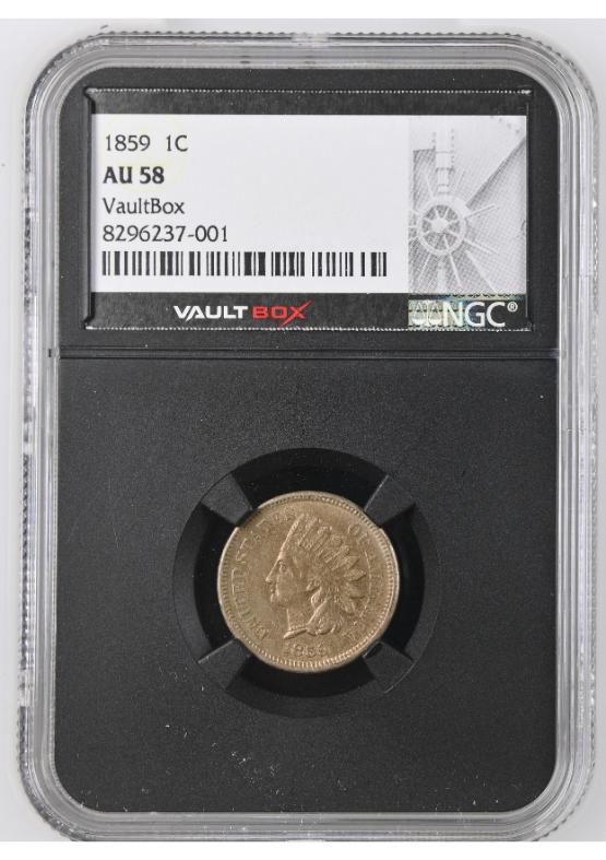 1859 1C NGC AU58 FRONT