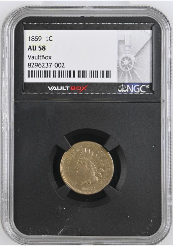 1859 1C NGC AU58 FRONT