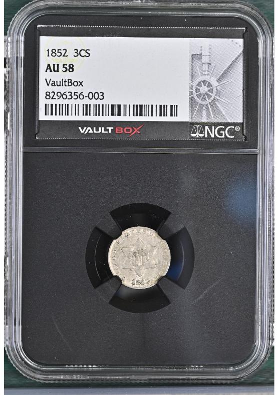 1852 3CS NGC AU58 FRONT