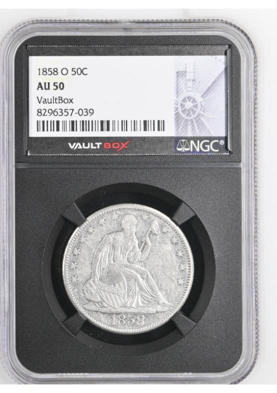 1858-O 50C NGC AU50 FRONT