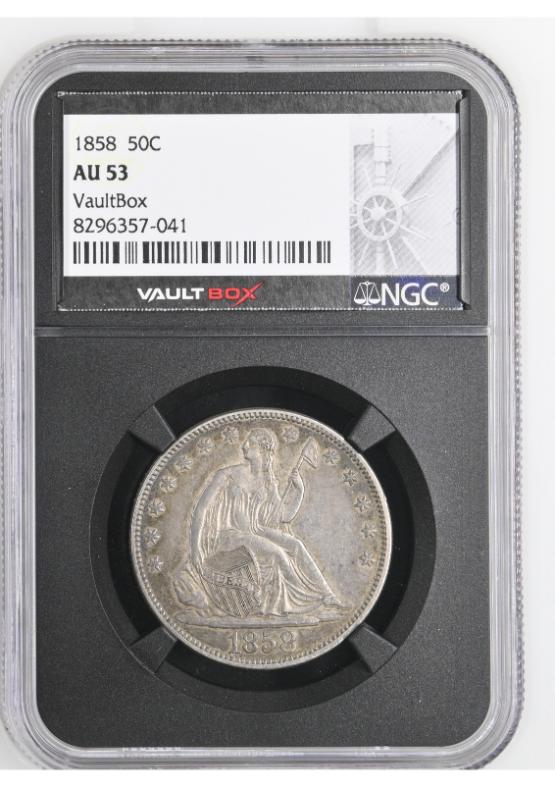 1858 50C NGC AU53 FRONT