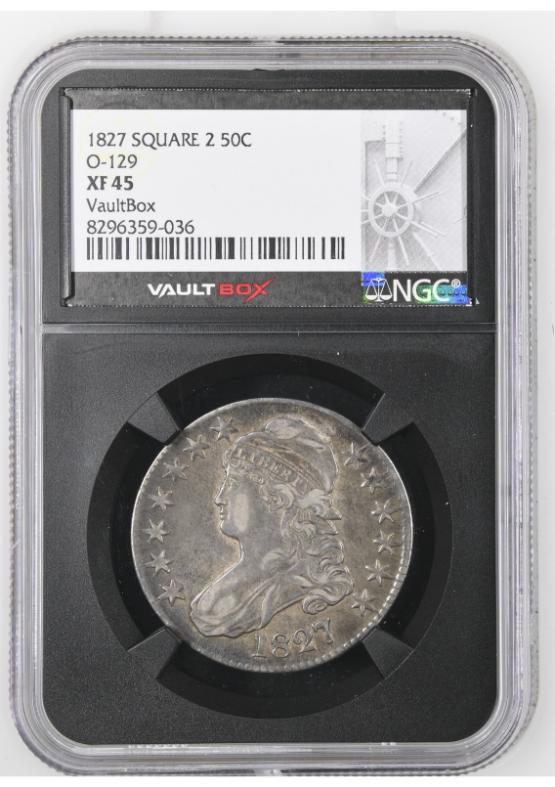 1827 SQUARE 2 50C O-129 NGC XF45 FRONT