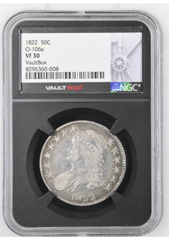 1822 50C O-106A NGC VF30 FRONT