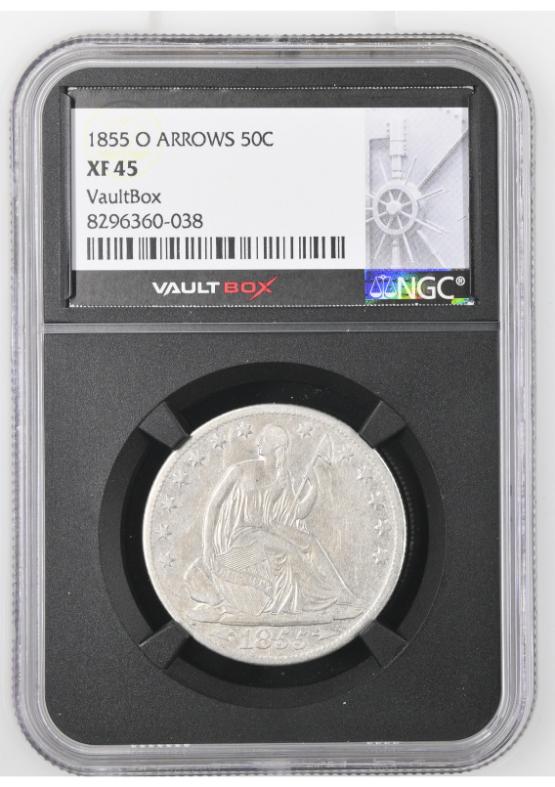 1855-O ARROWS 50C NGC XF45 FRONT