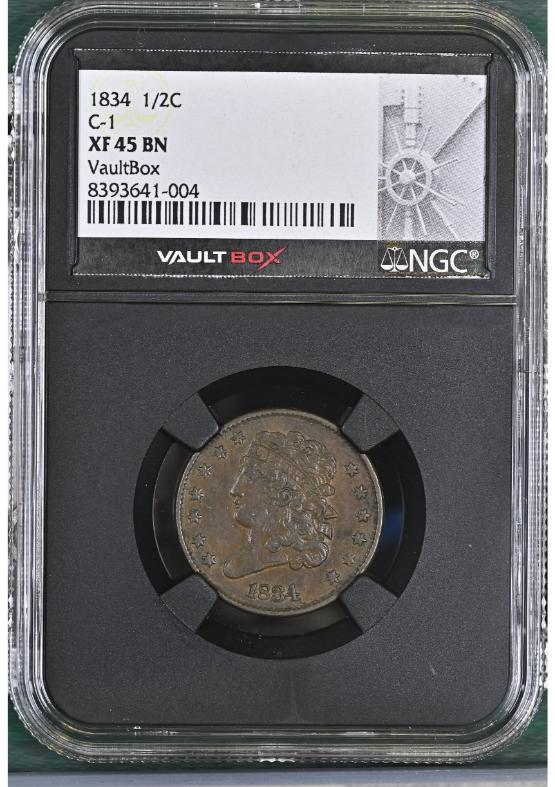 1834 1/2C C-1 NGC XF45BN FRONT