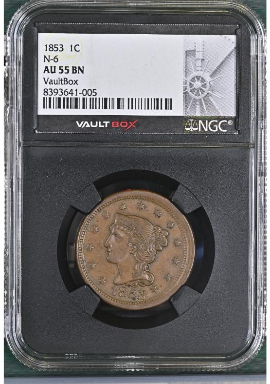 1853 1C N-6 NGC AU55BN FRONT