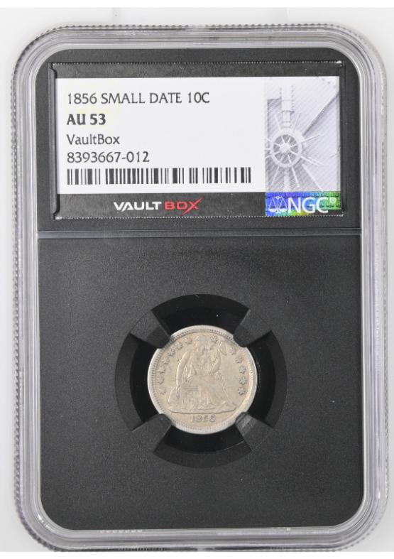 1856 SMALL DATE 10C NGC AU53 FRONT