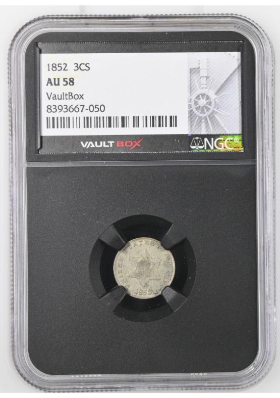 1852 3CS NGC AU58 FRONT