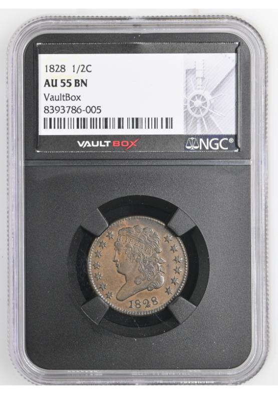 1828 1/2C NGC AU55BN FRONT