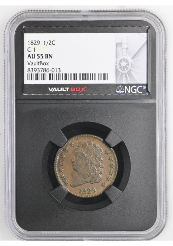 1829 1/2C C-1 NGC AU55BN FRONT
