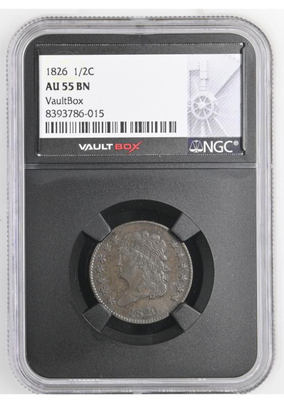 1826 1/2C NGC AU55BN FRONT