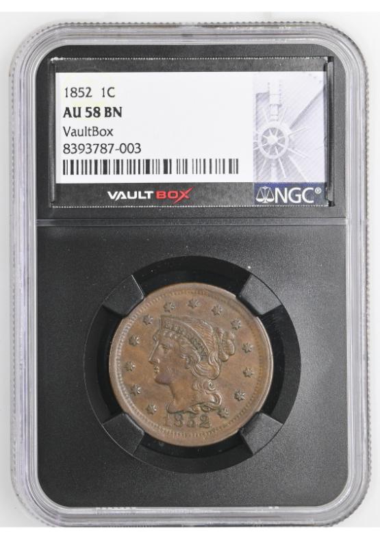 1852 1C NGC AU58BN FRONT