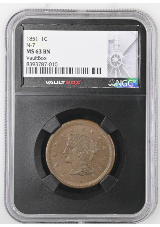 1851 1C N-7 NGC MS63BN FRONT