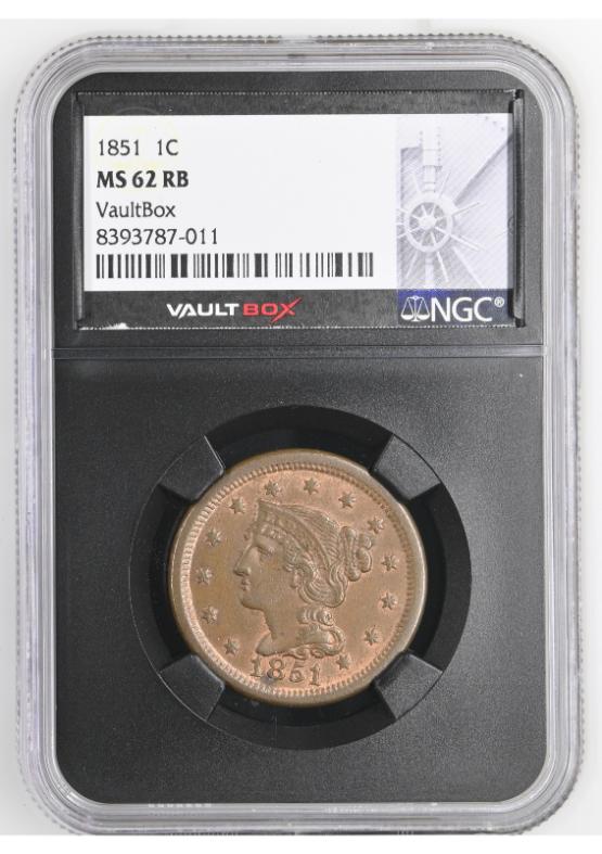 1851 1C NGC MS62RB FRONT