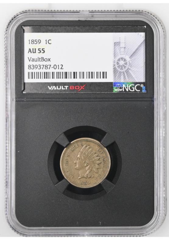 1859 1C NGC AU55 FRONT