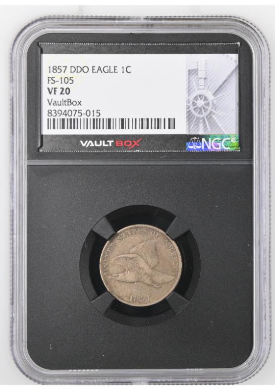 1857 DDO EAGLE 1C FS-105 NGC VF20 FRONT