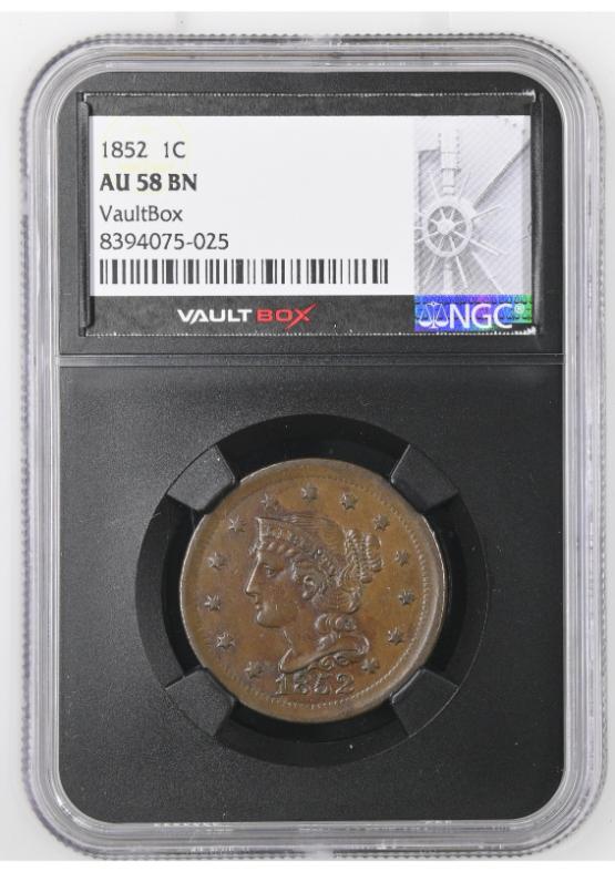 1852 1C NGC AU58BN FRONT