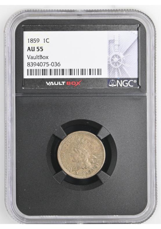 1859 1C NGC AU55 FRONT