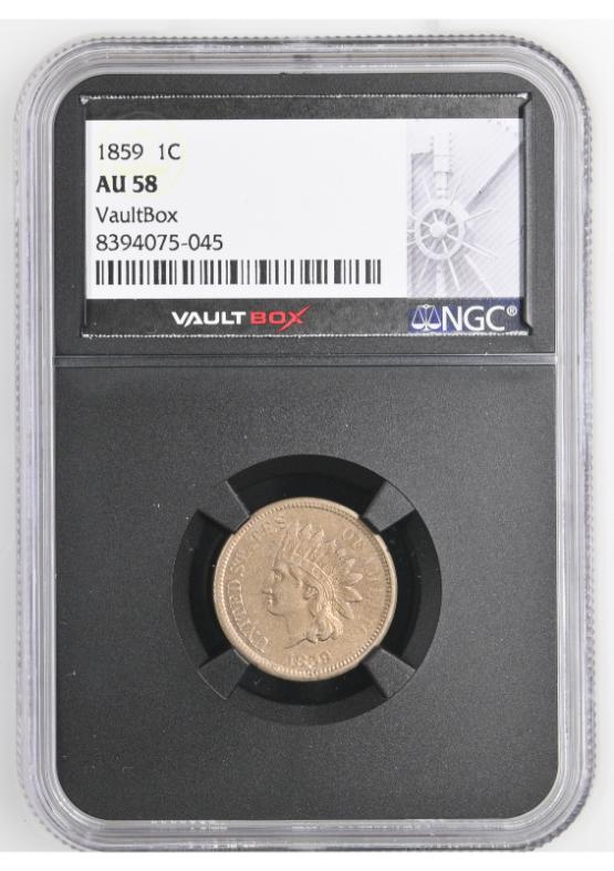 1859 1C NGC AU58 FRONT