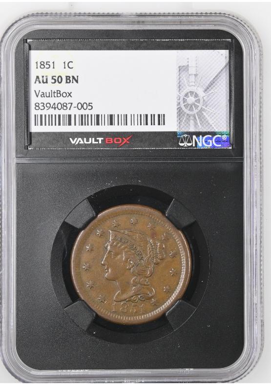 1851 1C NGC AU50BN FRONT