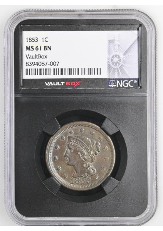 1853 1C NGC MS61BN FRONT