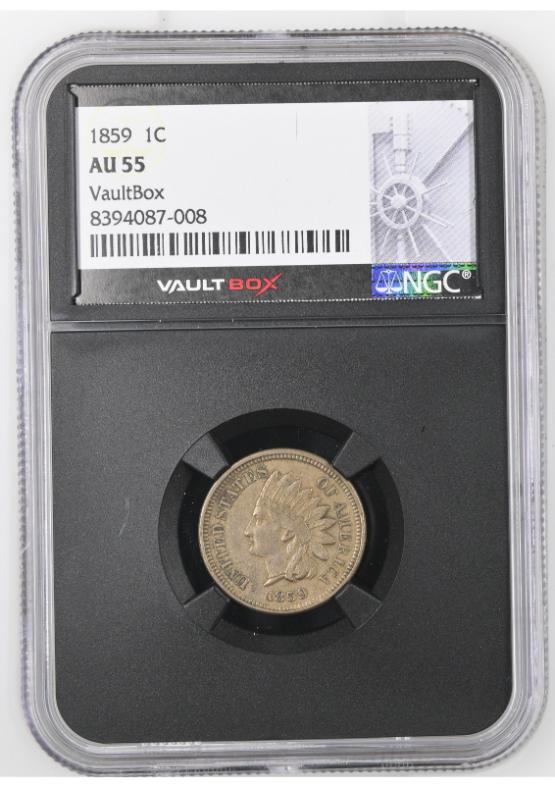 1859 1C NGC AU55 FRONT