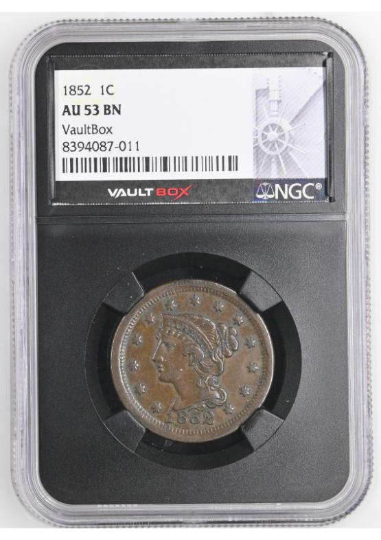 1852 1C NGC AU53BN FRONT