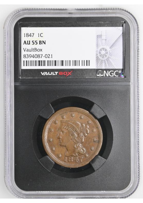 1847 1C NGC AU55BN FRONT