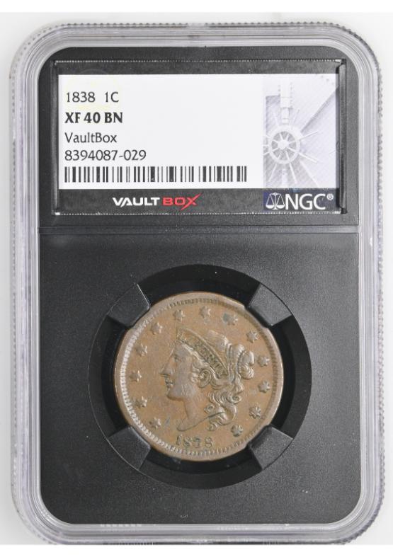 1838 1C NGC XF40BN FRONT