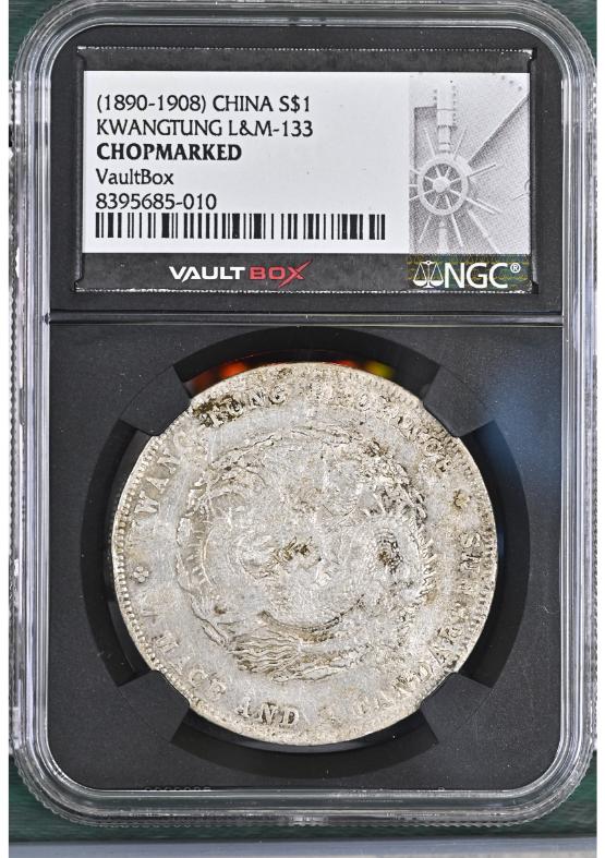 (1890-1908) CHINA S$1 KWANGTUNG L&M-133 NGC CHOPMARKED FRONT