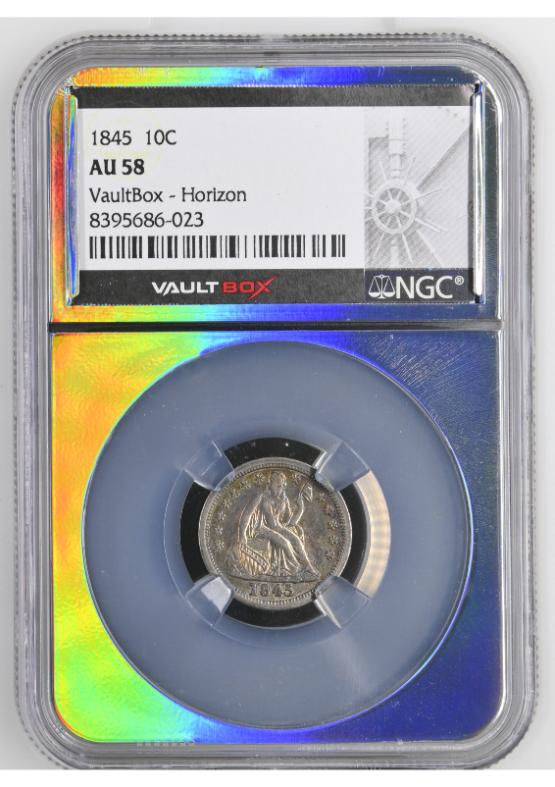 1845 10C NGC AU58 TONER FRONT