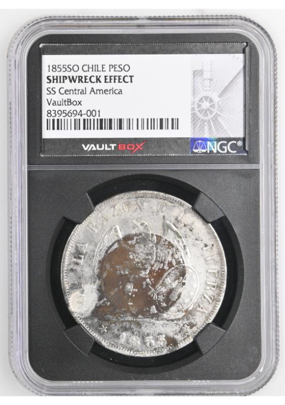 1855SO CHILE PESO NGC SHIPWRECK EFFECT FRONT