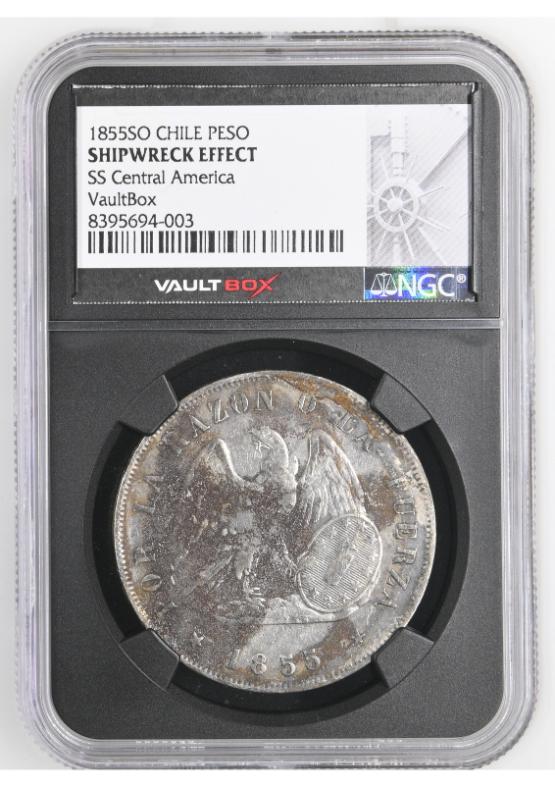 1855SO CHILE PESO NGC SHIPWRECK EFFECT FRONT