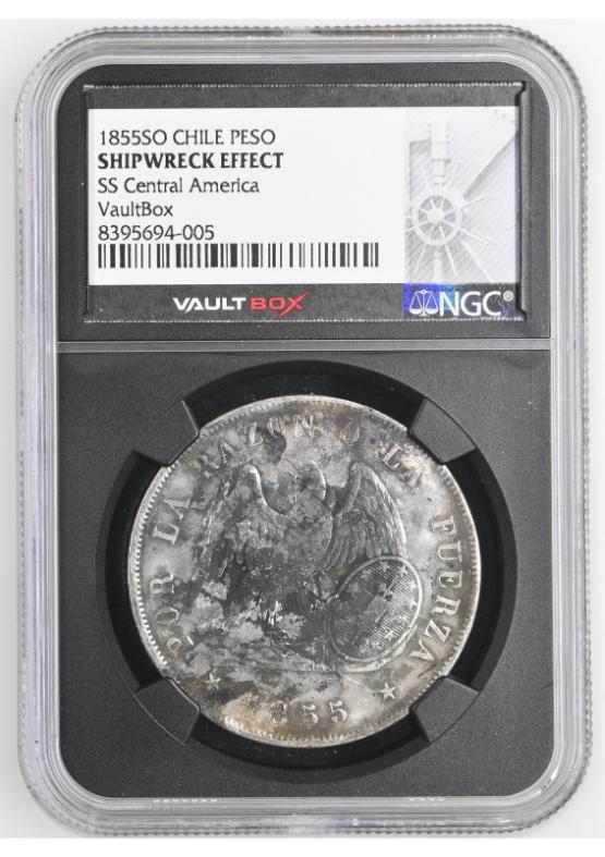 1855SO CHILE PESO NGC SHIPWRECK EFFECT FRONT