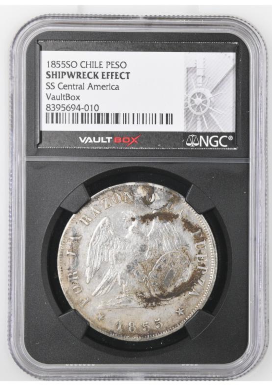 1855SO CHILE PESO NGC SHIPWRECK EFFECT FRONT