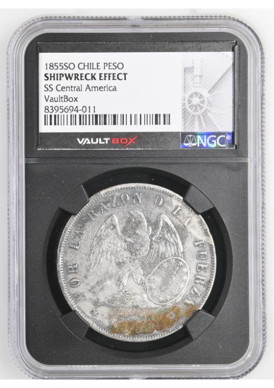 1855SO CHILE PESO NGC SHIPWRECK EFFECT FRONT