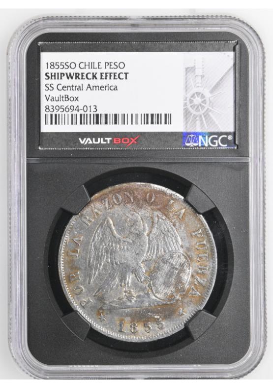 1855SO CHILE PESO NGC SHIPWRECK EFFECT FRONT