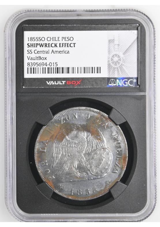 1855SO CHILE PESO NGC SHIPWRECK EFFECT FRONT