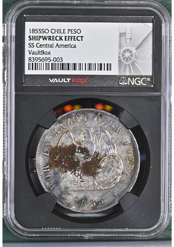 1855SO CHILE PESO NGC SHIPWRECK EFFECT FRONT