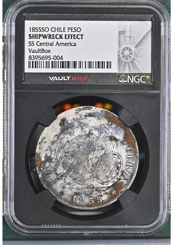 1855SO CHILE PESO NGC SHIPWRECK EFFECT FRONT