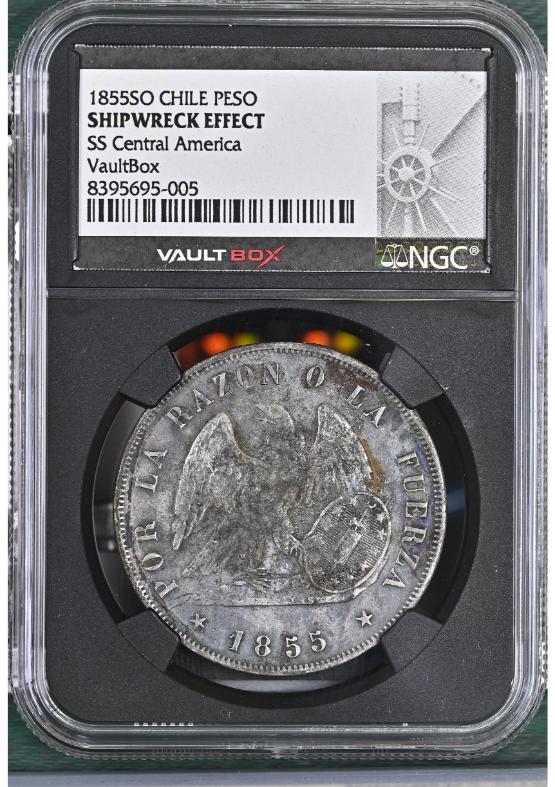 1855SO CHILE PESO NGC SHIPWRECK EFFECT FRONT