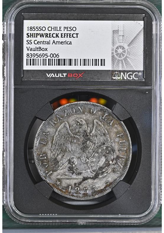 1855SO CHILE PESO NGC SHIPWRECK EFFECT FRONT