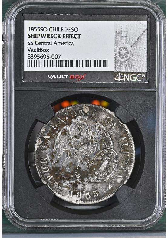 1855SO CHILE PESO NGC SHIPWRECK EFFECT FRONT