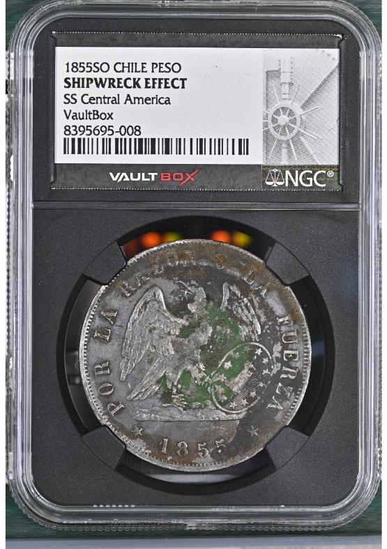 1855SO CHILE PESO NGC SHIPWRECK EFFECT FRONT