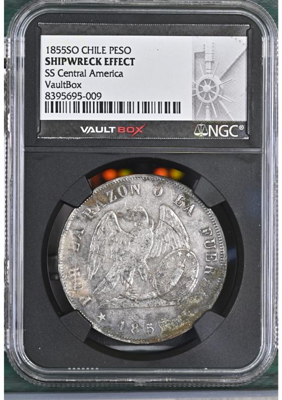 1855SO CHILE PESO NGC SHIPWRECK EFFECT FRONT