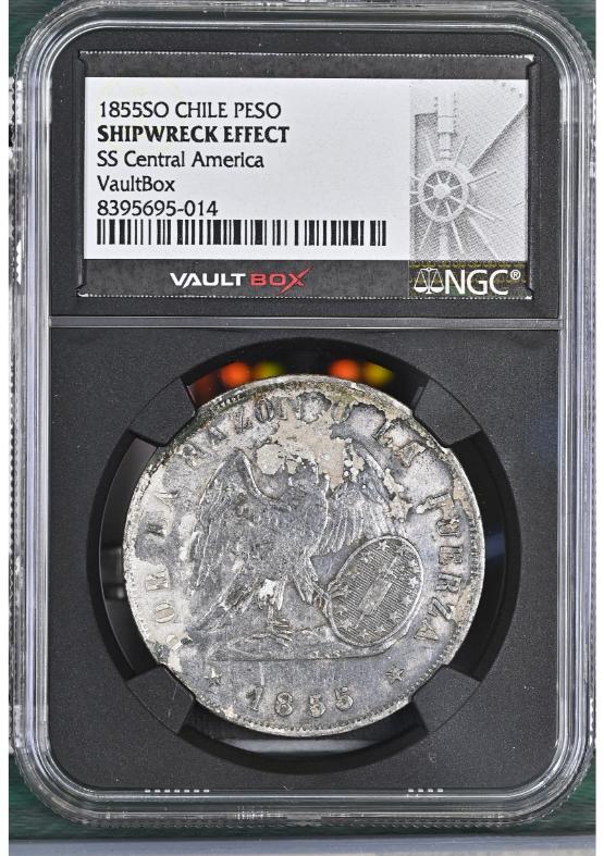 1855SO CHILE PESO NGC SHIPWRECK EFFECT FRONT
